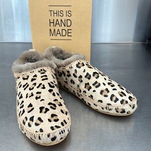 LaidbackLondon handmade leopard slippers or soft shoes. New in box.